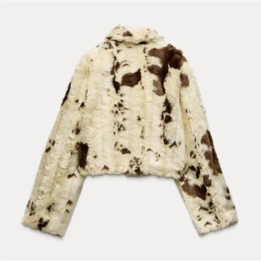 ZARA FAUX FUR ANIMAL PRINT JACKET - Picture 11 of 11